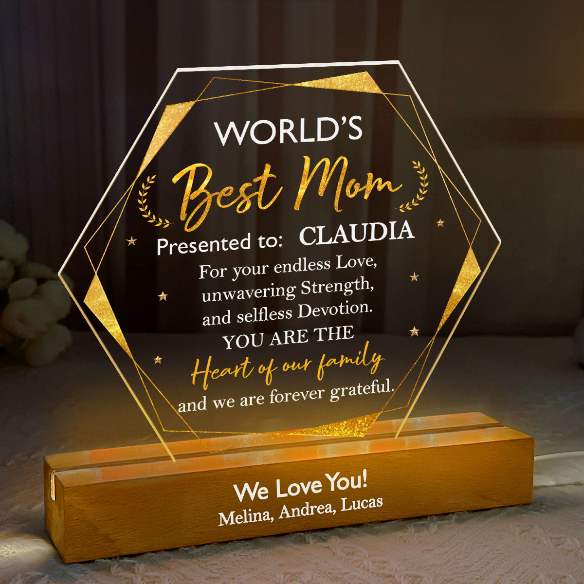 Best Mom Ever Award - Personalized Acrylic Plaque Night Light