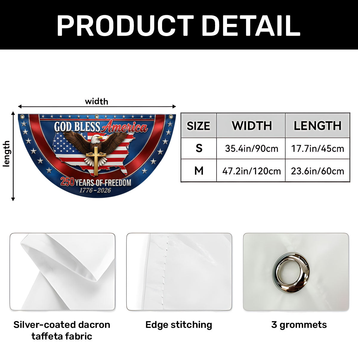 God, Freedom & Eagle Pride - Non-Pleated Fan Flag