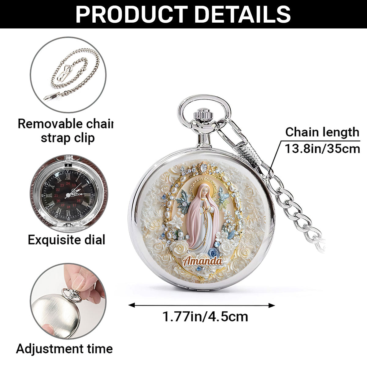 Blessed Mary Prayer Gift - Personalized Pocket Watch
