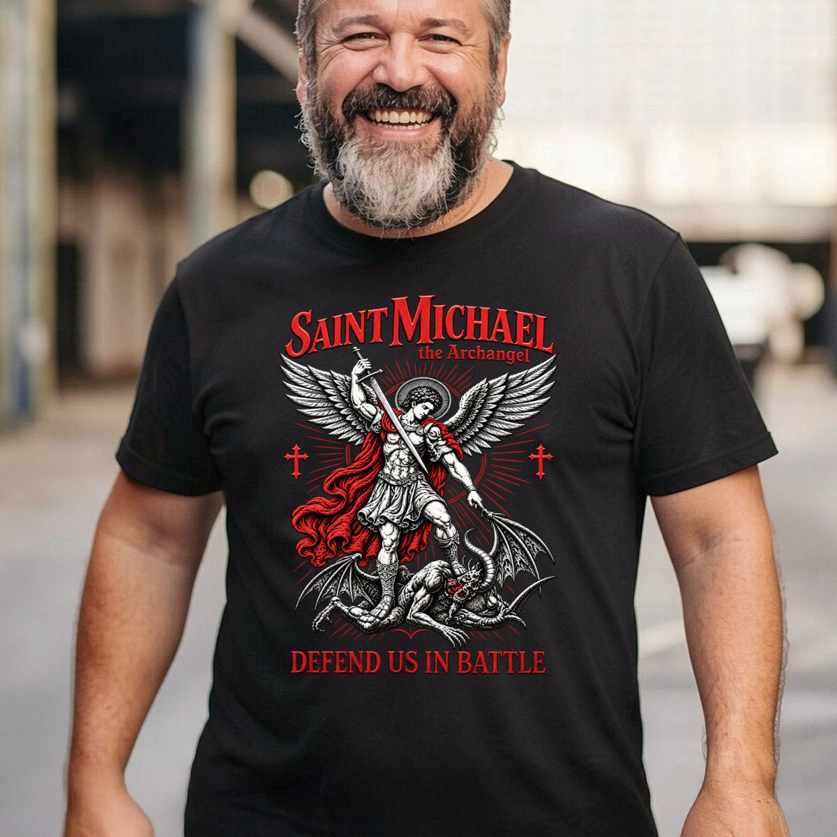 Saint Michael The Archangel Defend Us In Battle - 2D Unisex T-shirt