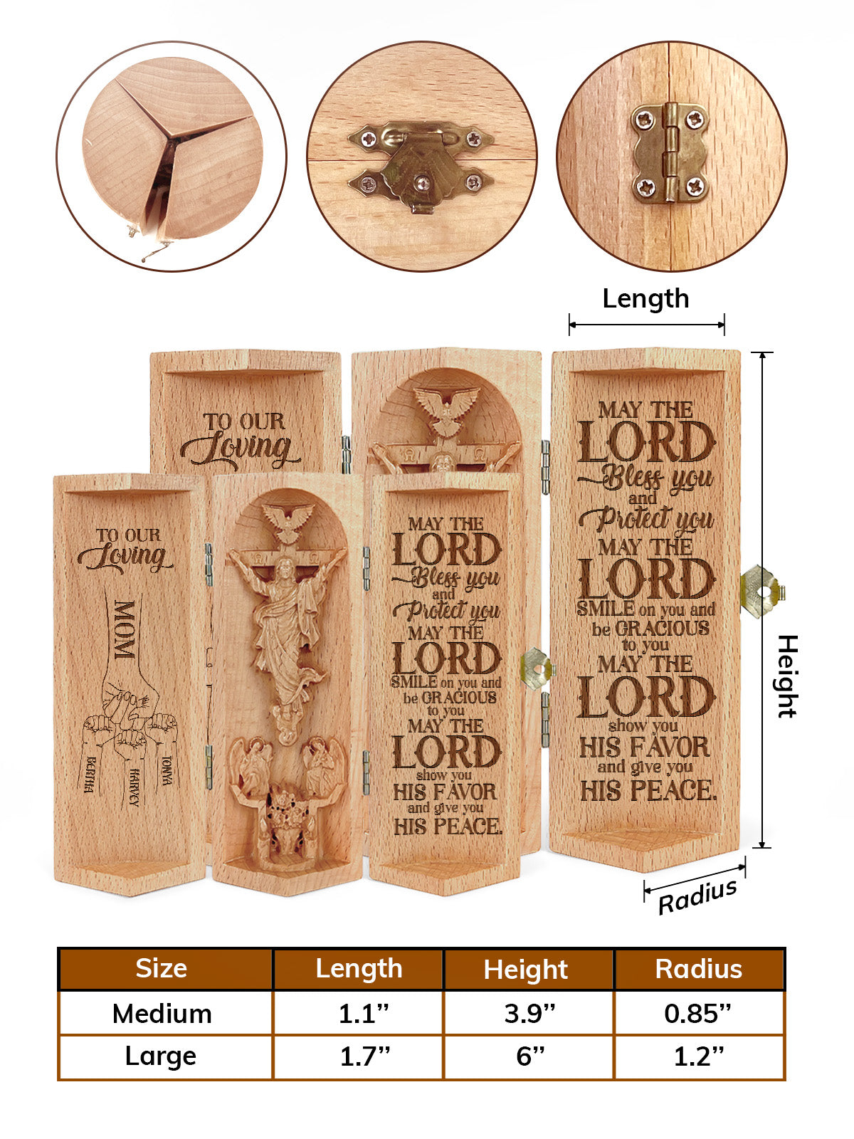 To My Loving Mom - Personalized Openable Wooden Cylinder Sculpture of Jesus Christ
