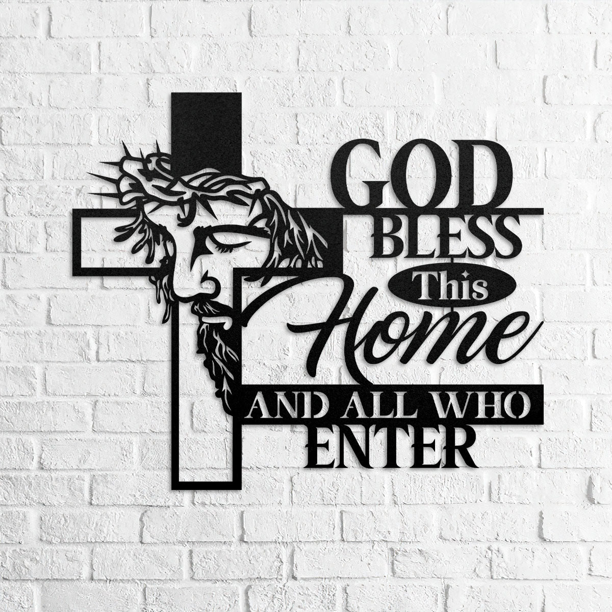 Bless This Home And All Who Enter -  Metal Wall Art Sign