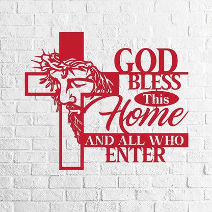 Bless This Home And All Who Enter -  Metal Wall Art Sign