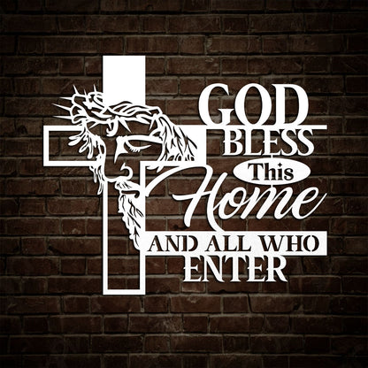 Bless This Home And All Who Enter -  Metal Wall Art Sign