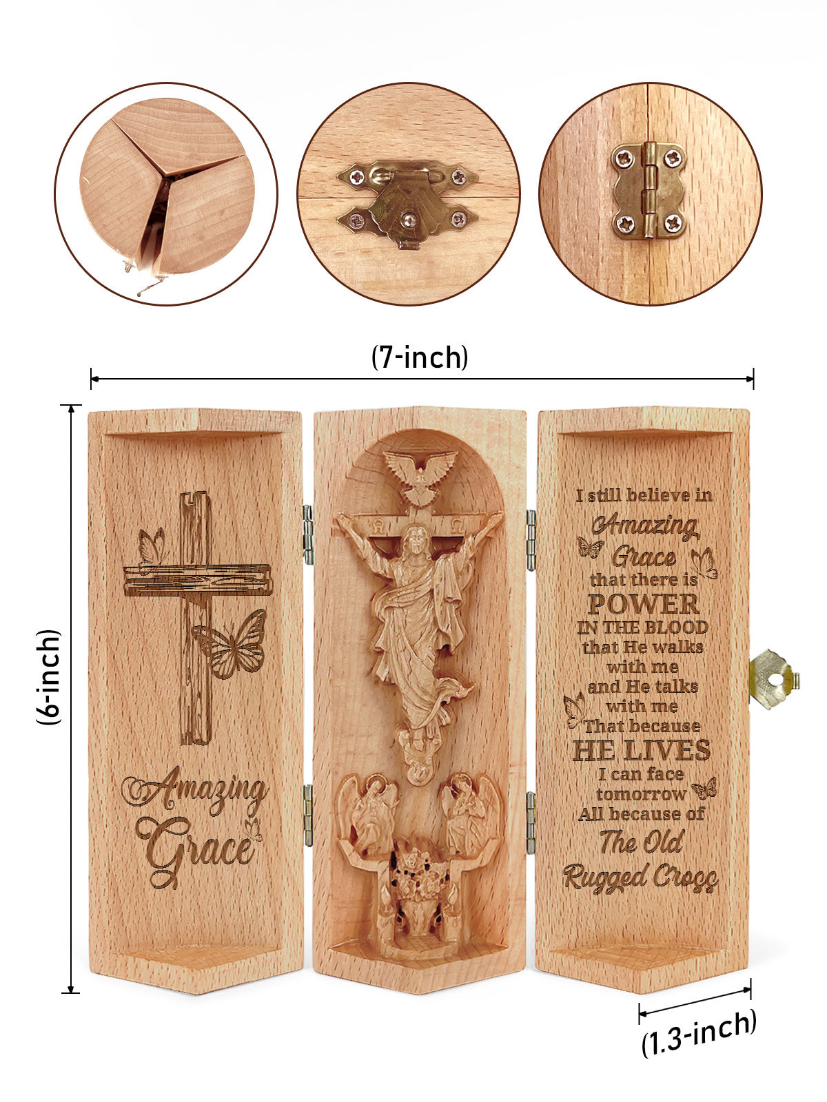 Amazing Grace - Openable Wooden Cylinder Sculpture of Jesus Christ