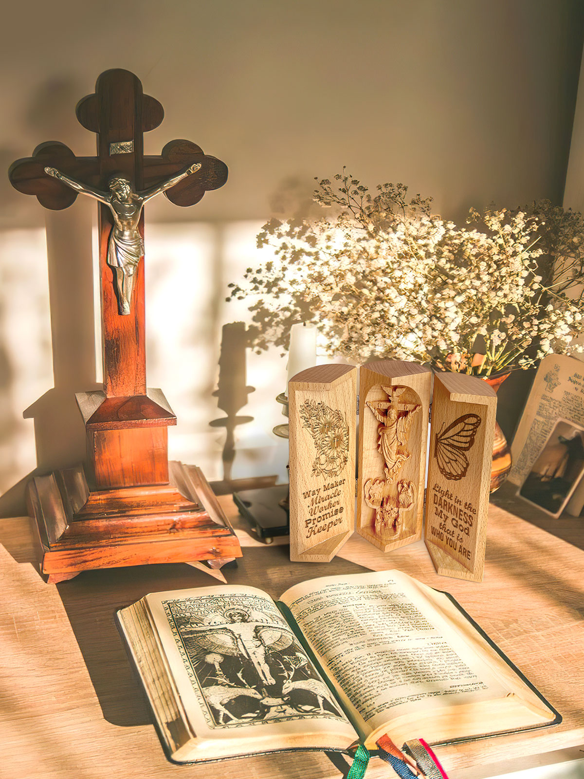 Way Maker - Openable Wooden Cylinder Sculpture of Jesus Christ