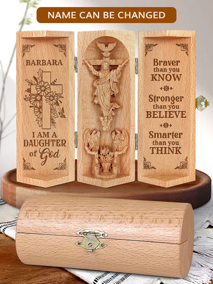 Daughter Of God - Openable Wooden Cylinder Sculpture of Jesus Christ
