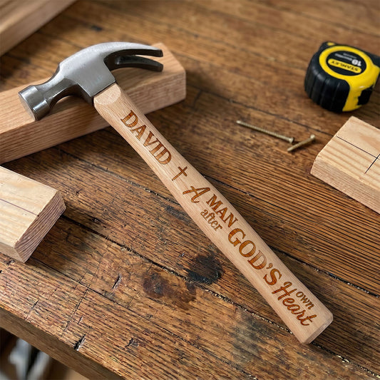 A Man After God’s Own Heart - Personalized Wooden Hammer