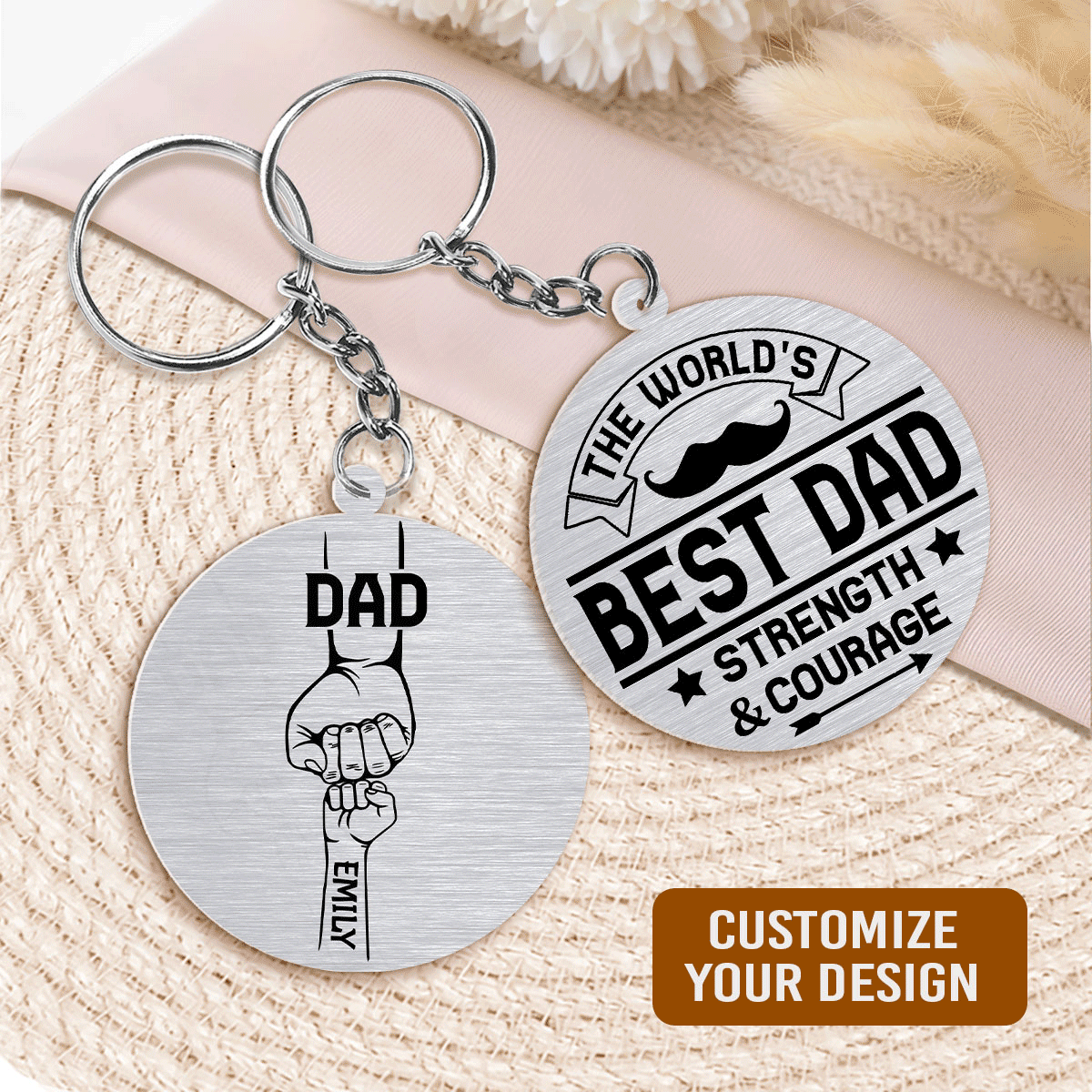 The World's Best Dad Strength And Courage - Personalized Acrylic Keychain