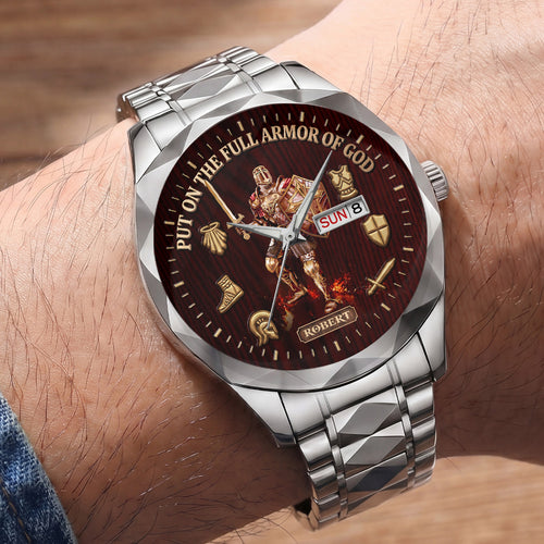 Put On The Full Armor Of God - Personalized Men's Wrist Watch