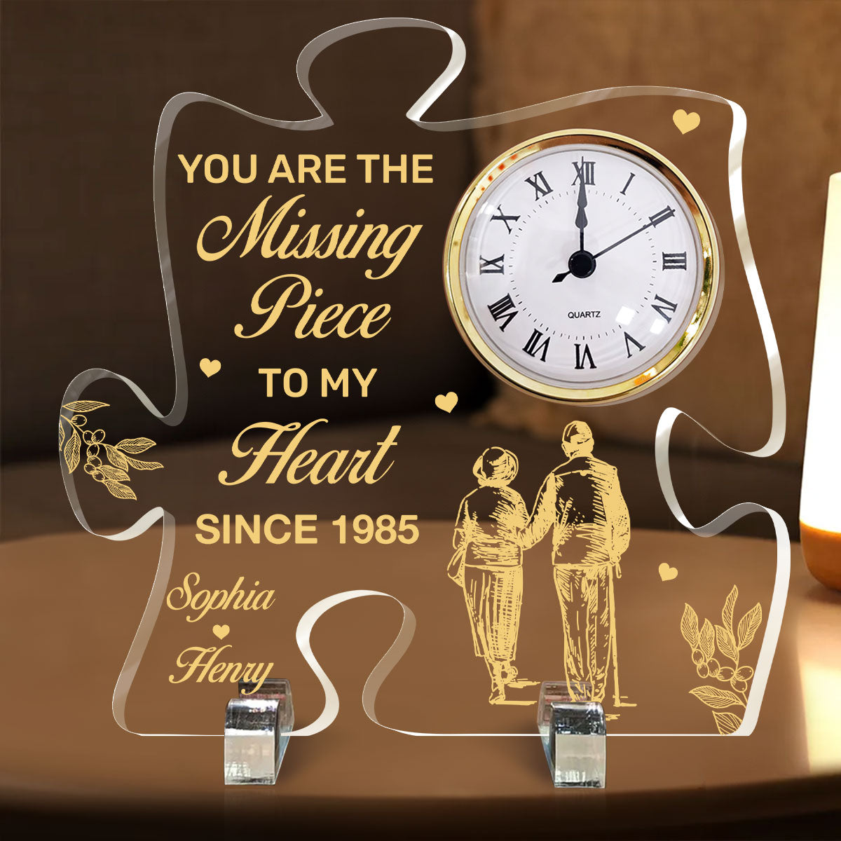 You Are The Missing Piece To My Heart - Personalized Acrylic Desk Clock