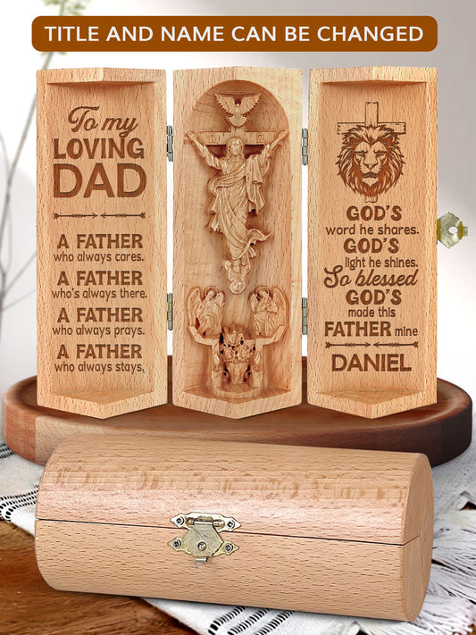 God's Word He Shares - Wooden Cylinder Sculpture of Jesus Christ