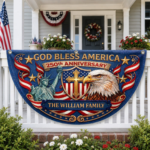 God Bless America - Personalized Non-Pleated Fan Flag