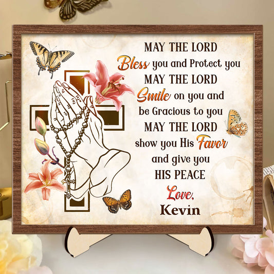 May The Lord Bless You - Personalized 2-Layered Wooden Plaque
