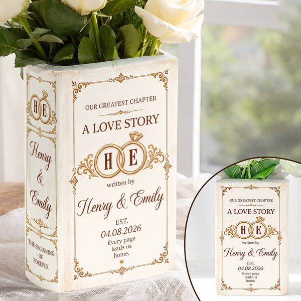 Our Greatest Chapter - Personalized Ceramic Book Vase