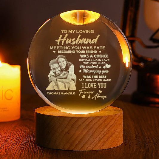 Meeting You Was Fate - Personalized Crystal Ball Night Light