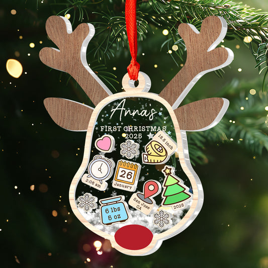 Baby First Christmas - Personalized 3 Layered Christmas Shaker Ornament