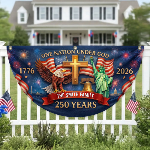 One Nation Under God - Personalized Non-Pleated Fan Flag