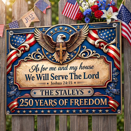 As For Me And My House We Will Serve The Lord - Personalized Metal Sign
