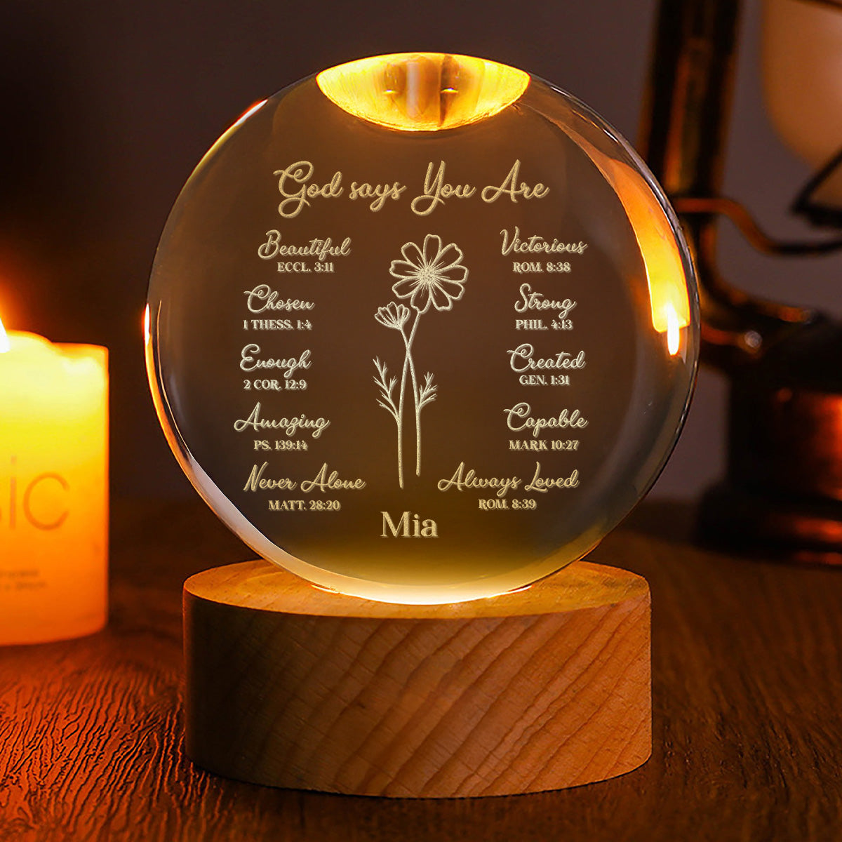God Says You Are - Personalized Crystal Ball Night Light