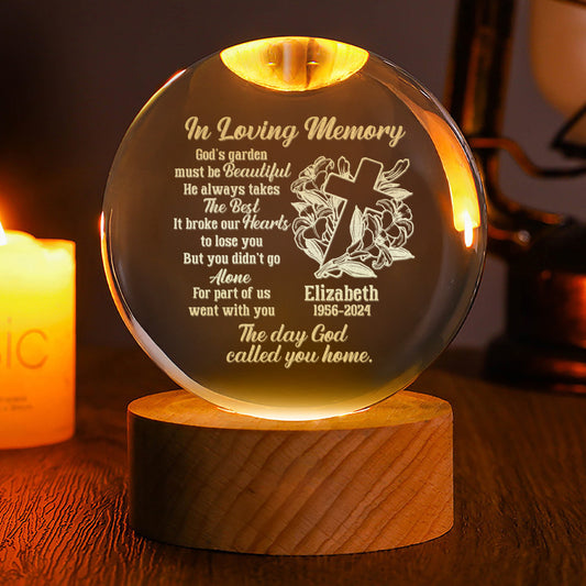 The Day God Called You Home - Personalized Crystal Ball Night Light