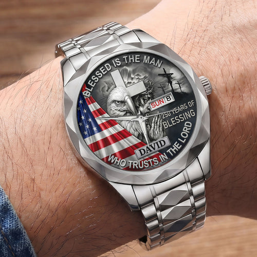 Blessed Is The Man Who Trusts In The Lord - Personalized Men's Wrist Watch
