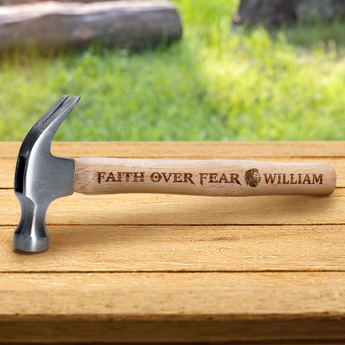 Faith Over Fear - Personalized Wooden Hammer
