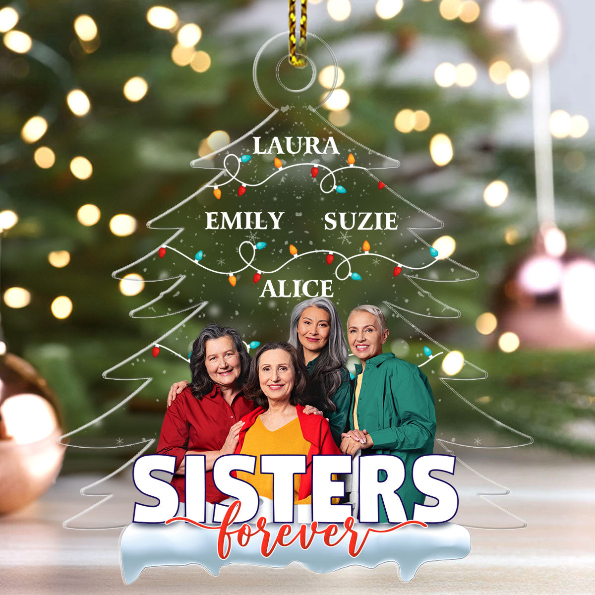 Besties Forever Christmas Tree - Personalized 1-Side Acrylic Ornament FCACOLEHA2779M