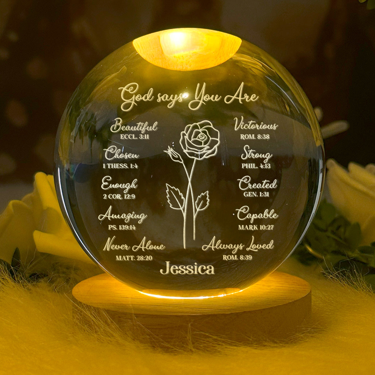God Says You Are - Personalized Crystal Ball Night Light
