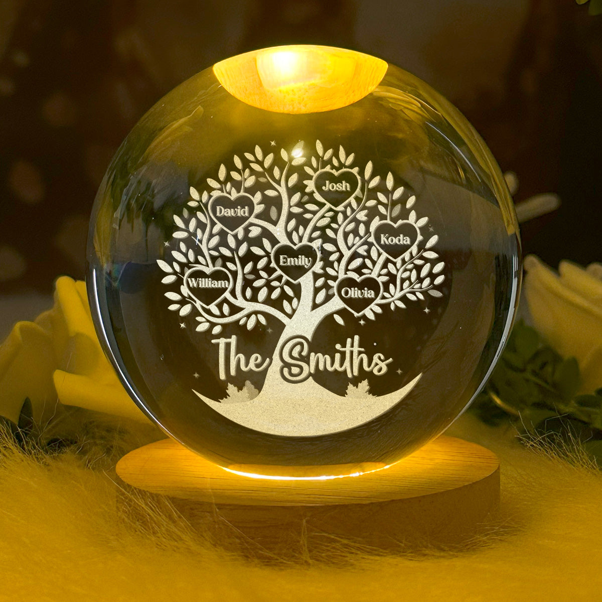 Family Tree - Personalized Crystal Ball Night Light