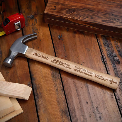 Dad Strong Wise Faithful Leader - Personalized Wooden Hammer