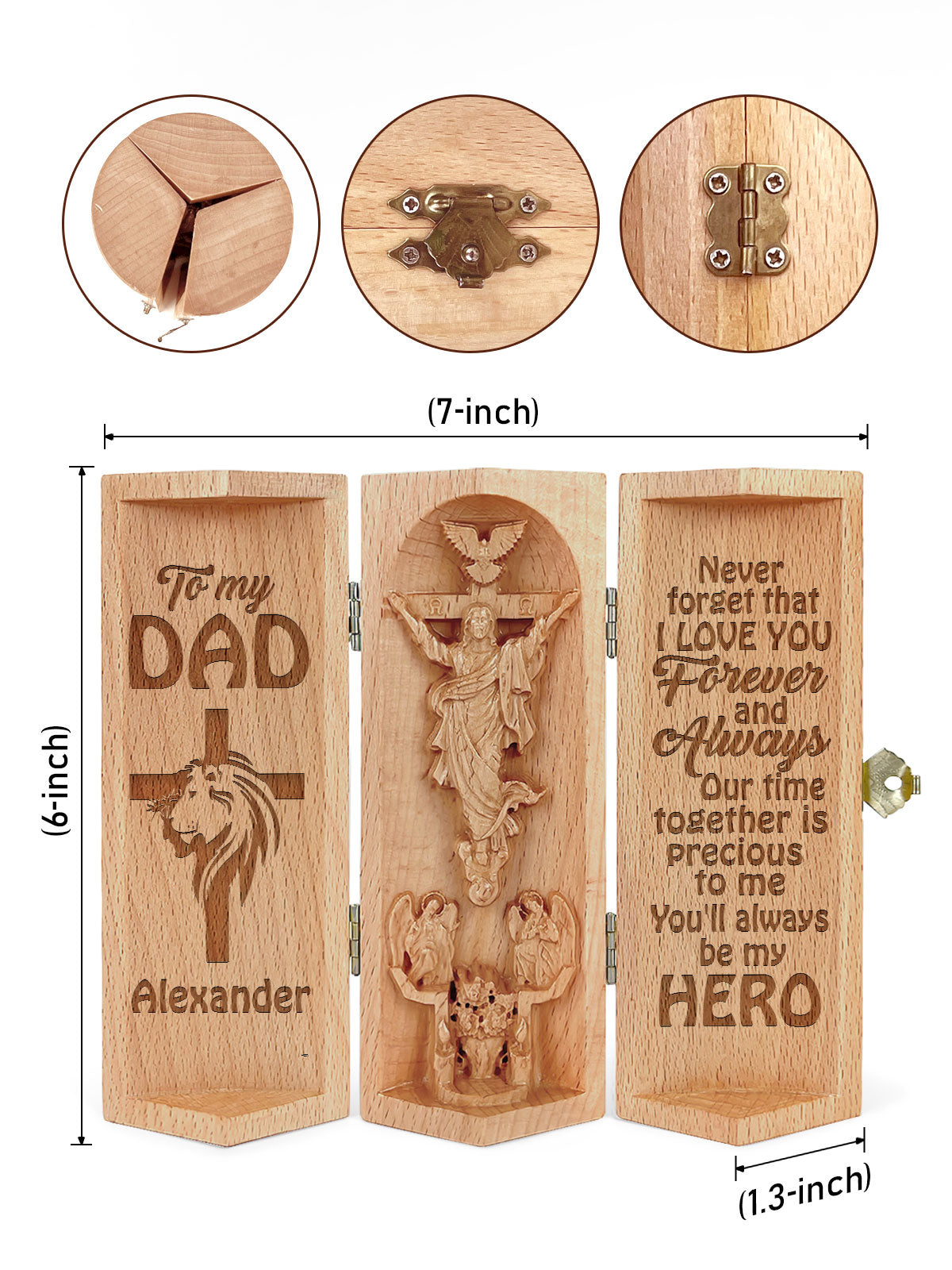 Never Forget That I Love You - Personalized Wooden Cylinder Sculpture of Jesus Christ