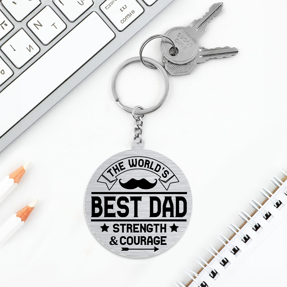 The World's Best Dad Strength And Courage - Personalized Acrylic Keychain