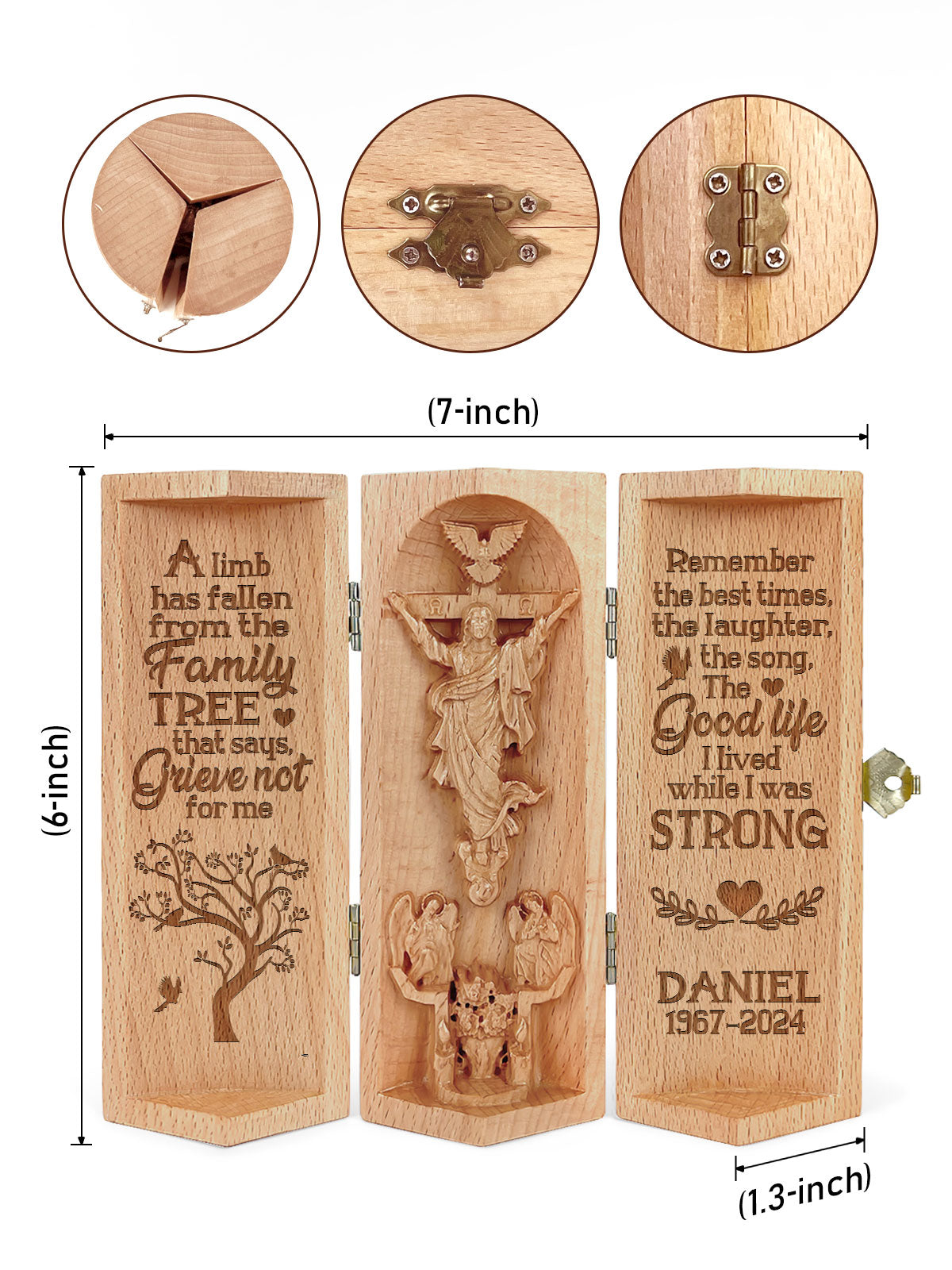 A Limb Has Fallen From The Family Tree - Personalized Memorial Wooden Cylinder Sculpture of Jesus Christ