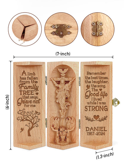 A Limb Has Fallen From The Family Tree - Personalized Memorial Wooden Cylinder Sculpture of Jesus Christ