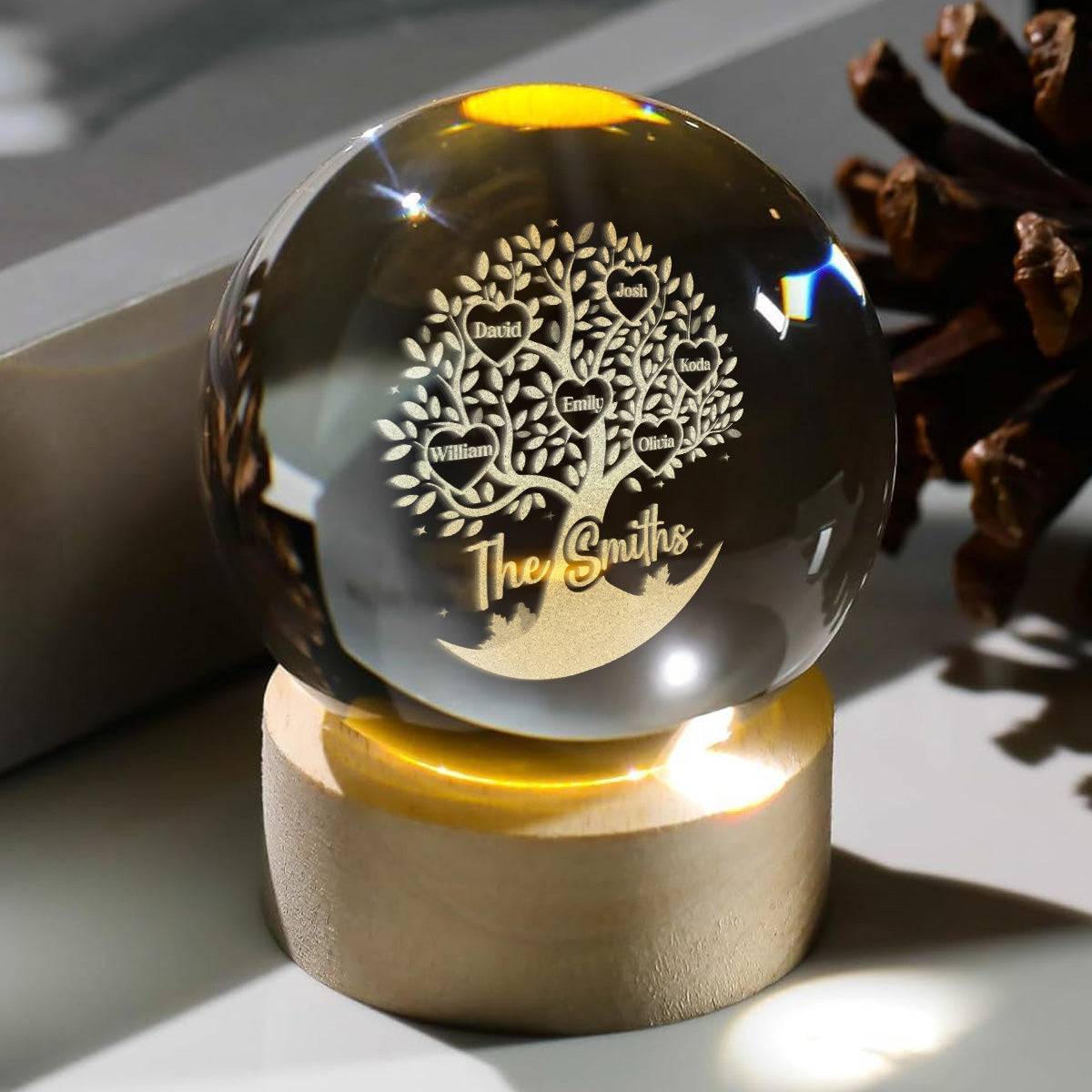 Family Tree - Personalized Crystal Ball Night Light