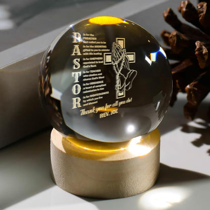 Pastor Appreciation - Personalized Crystal Ball Night Light