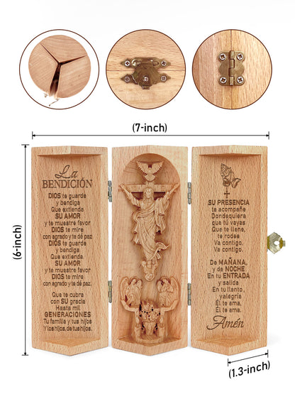 La Bendición - Openable Wooden Cylinder Sculpture of Jesus Christ