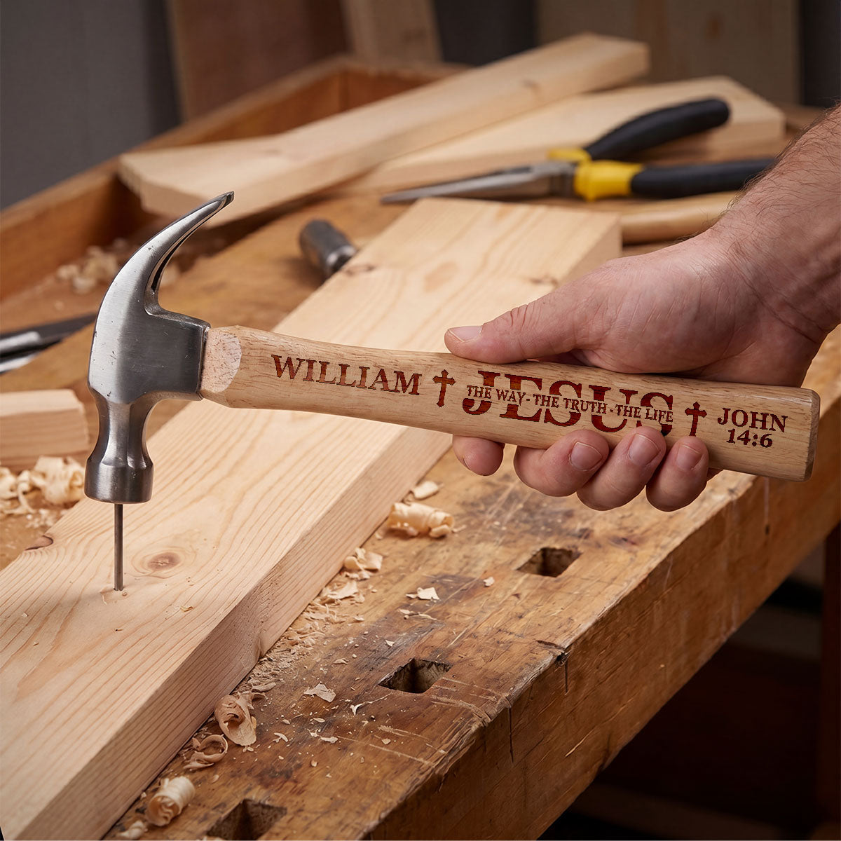 Jesus The Way The Truth The Life - Personalized Wooden Hammer