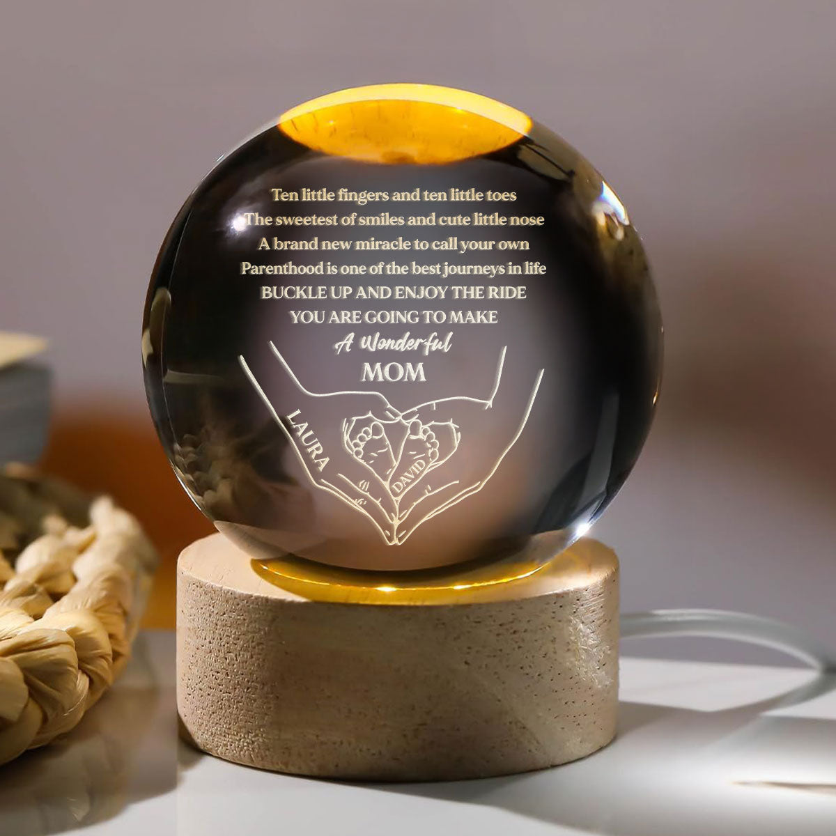 New Mom, New Grandma - Personalized Crystal Ball Night Light