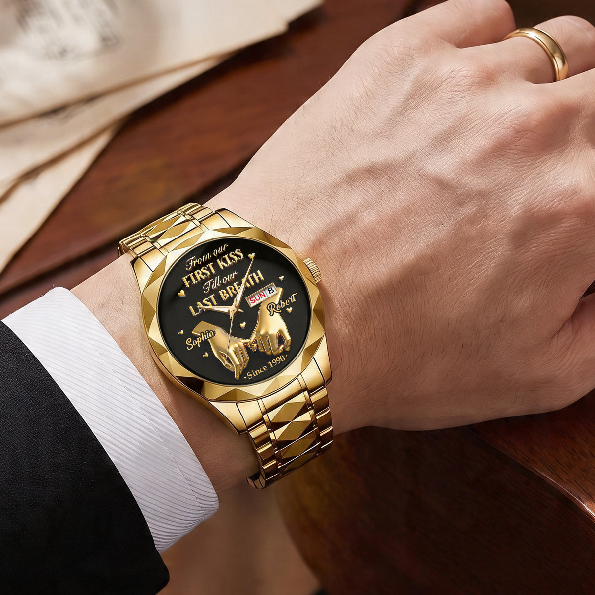 From First Kiss To Last Breath - Personalized Men's Wrist Watch