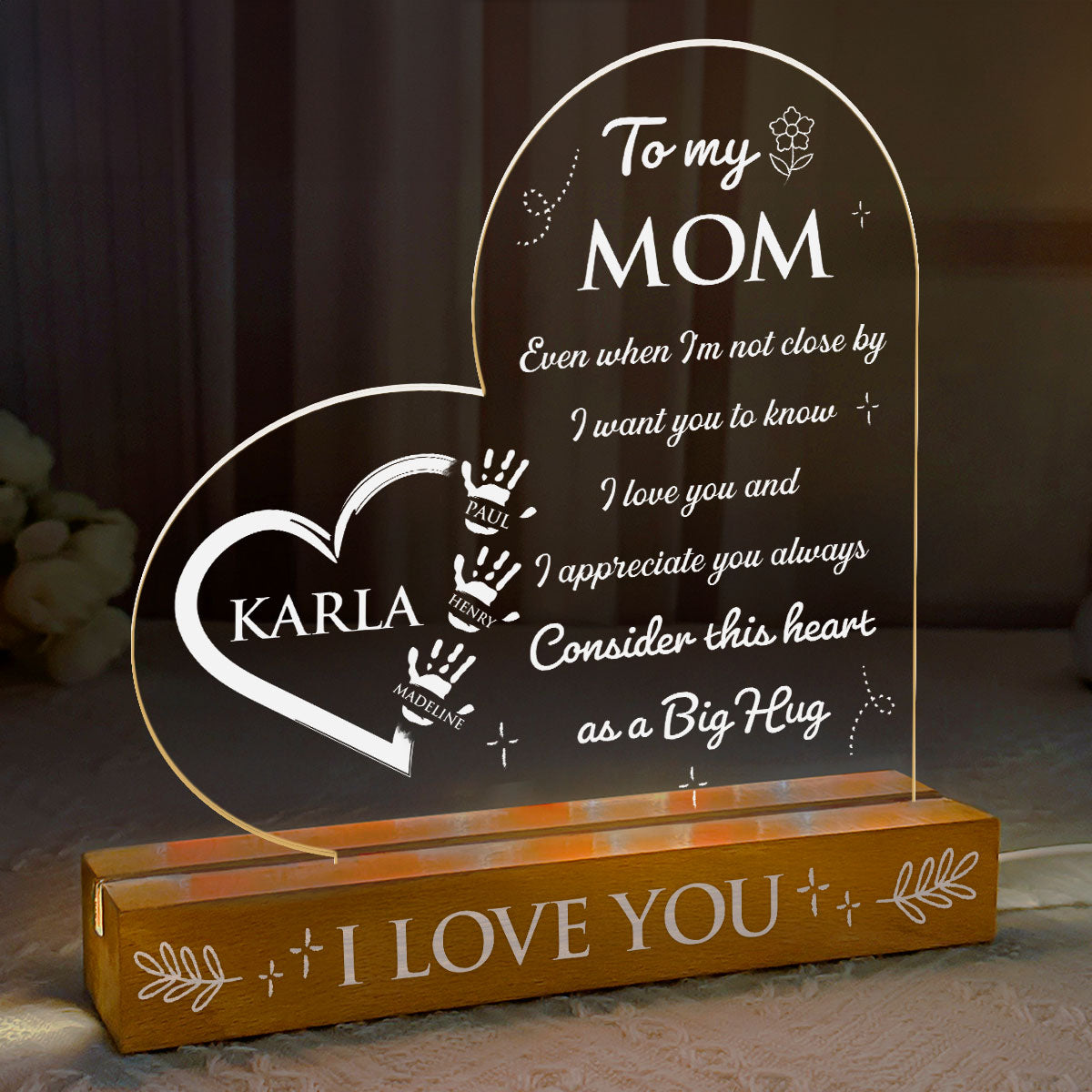 This Heart As A Big Hug - Personalized Acrylic Plaque Night Light