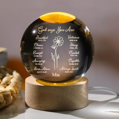 God Says You Are - Personalized Crystal Ball Night Light