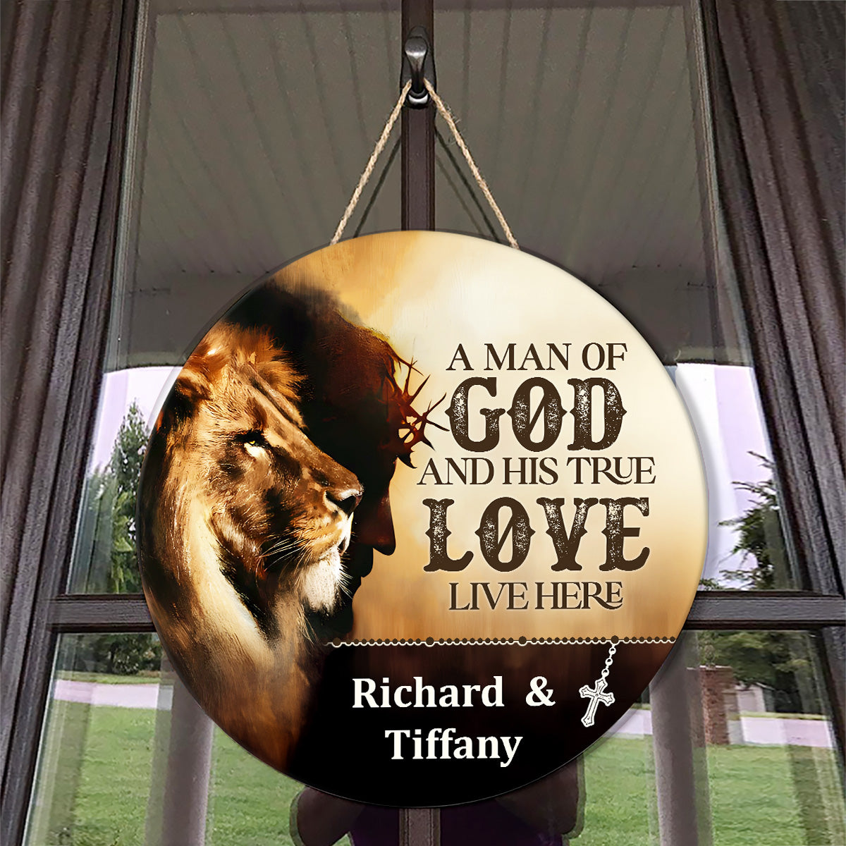 A Man Of God And His True Love Live Here - Personalized Wooden Sign