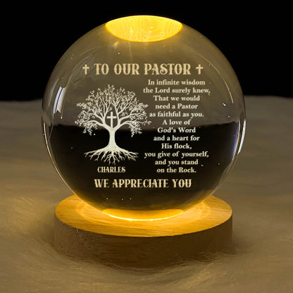 To Our Pastor - Personalized Crystal Ball Night Light
