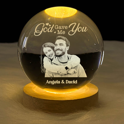 God Bless Our Love - Personalized Crystal Ball Night Light