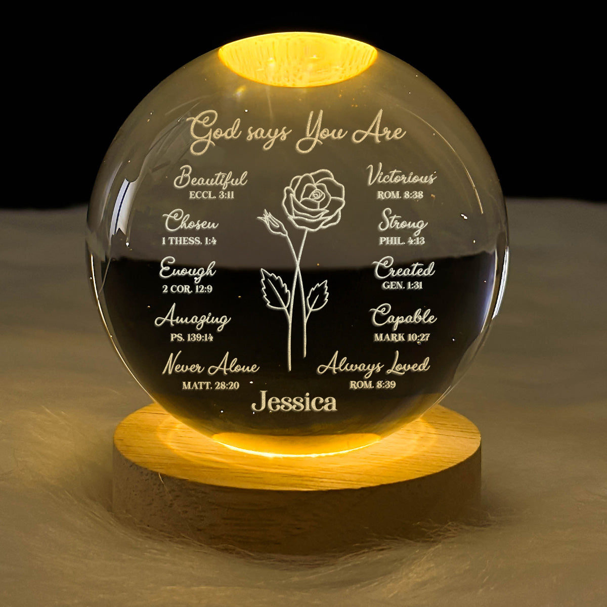 God Says You Are - Personalized Crystal Ball Night Light