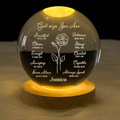 God Says You Are - Personalized Crystal Ball Night Light