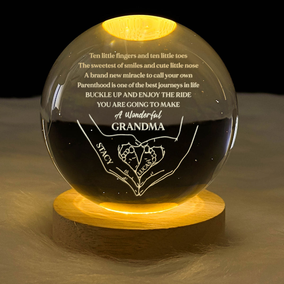 New Mom, New Grandma - Personalized Crystal Ball Night Light