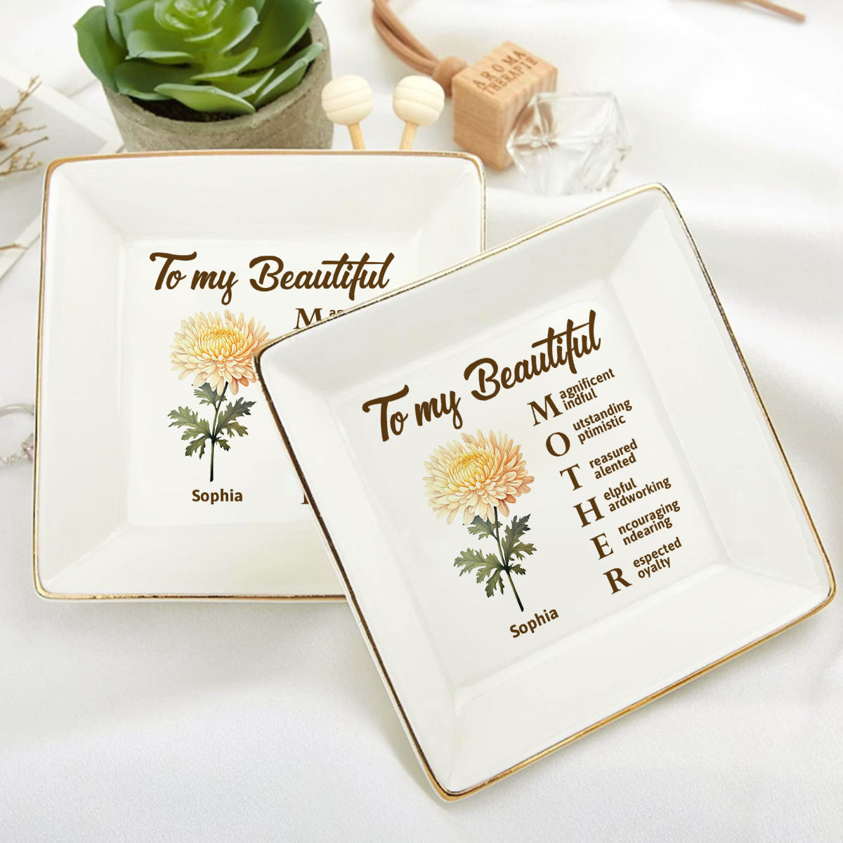 To My Beautiful Mother - Personalized Jewelry Dish